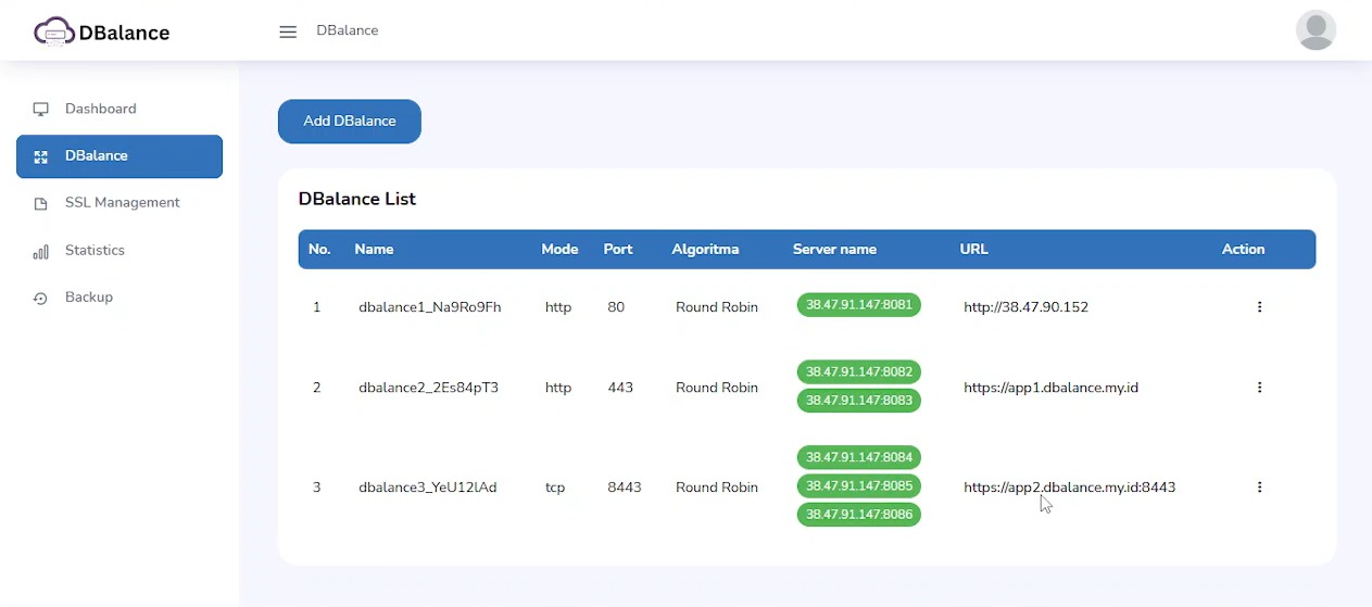 DBalance list layout